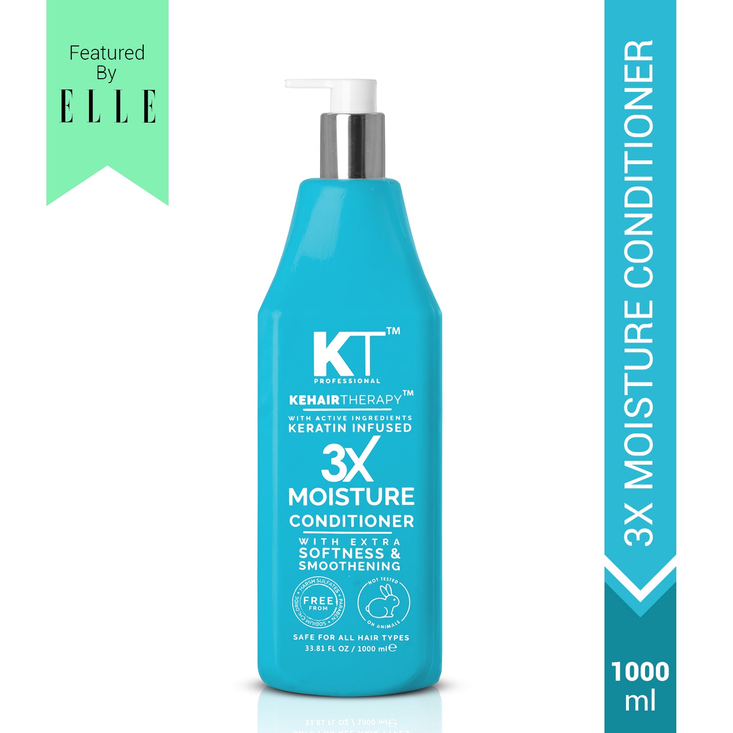 3X Moisture Conditioner | Keratin-Infused with Active Ingredients for Extra Softness & Smoothness | Sulfate-Free, Paraben-Free | 1000ml