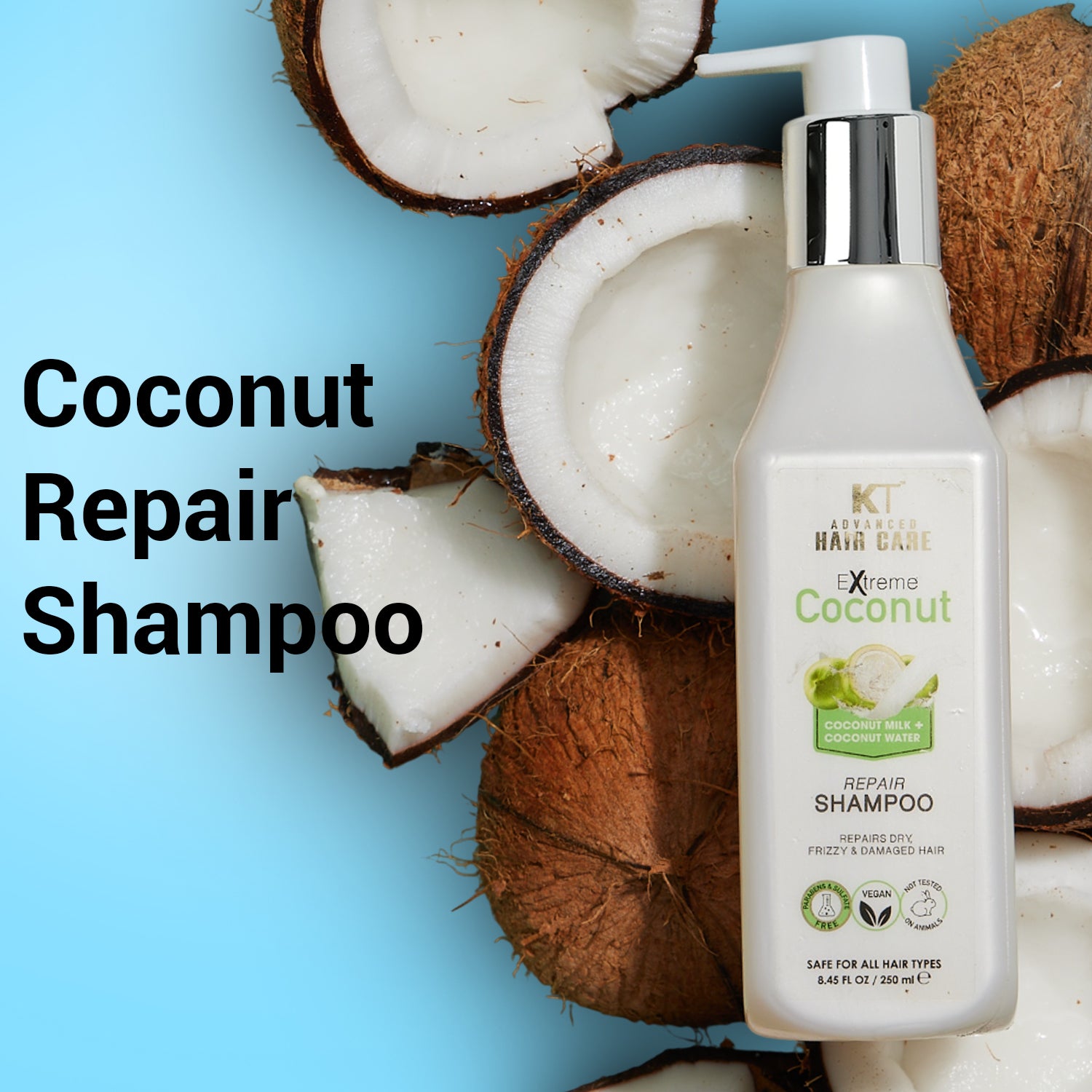 Extreme Coconut Repair Shampoo | Infused with Coconut Milk & Water | Deep Repair & Hydration for Dry, Frizzy & Damaged Hair | Sulfate-Free, Paraben-Free | 250ml