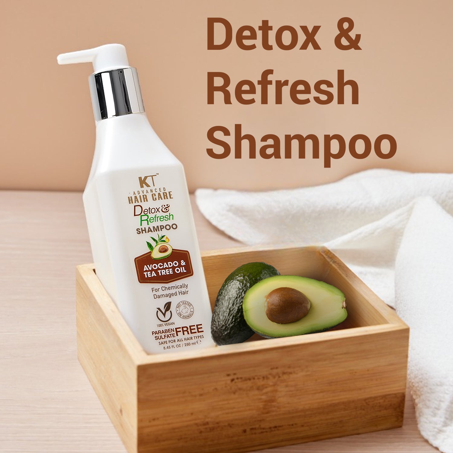 Detox & Refresh Shampoo | Infused with Avocado & Tea Tree Oil | Purifies Scalp & Controls Oil | For Chemically Damaged Hair | Sulfate-Free, Paraben-Free | 250ml