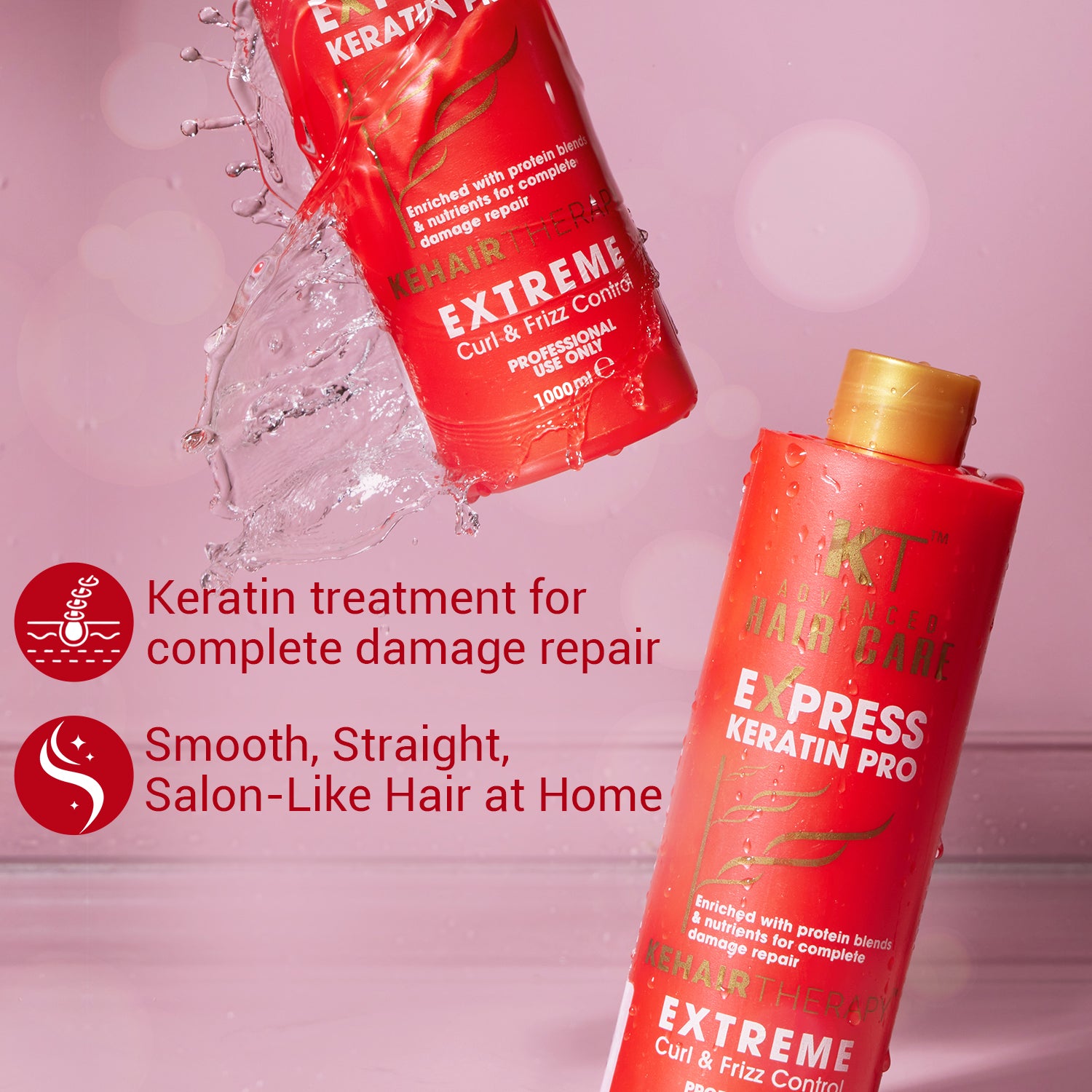 Express Keratin Pro Treatment | Protein-Enriched Formula for Damage Repair, Curl & Frizz Control | Sulfate-Free, Paraben-Free | 1000ml | 120ml