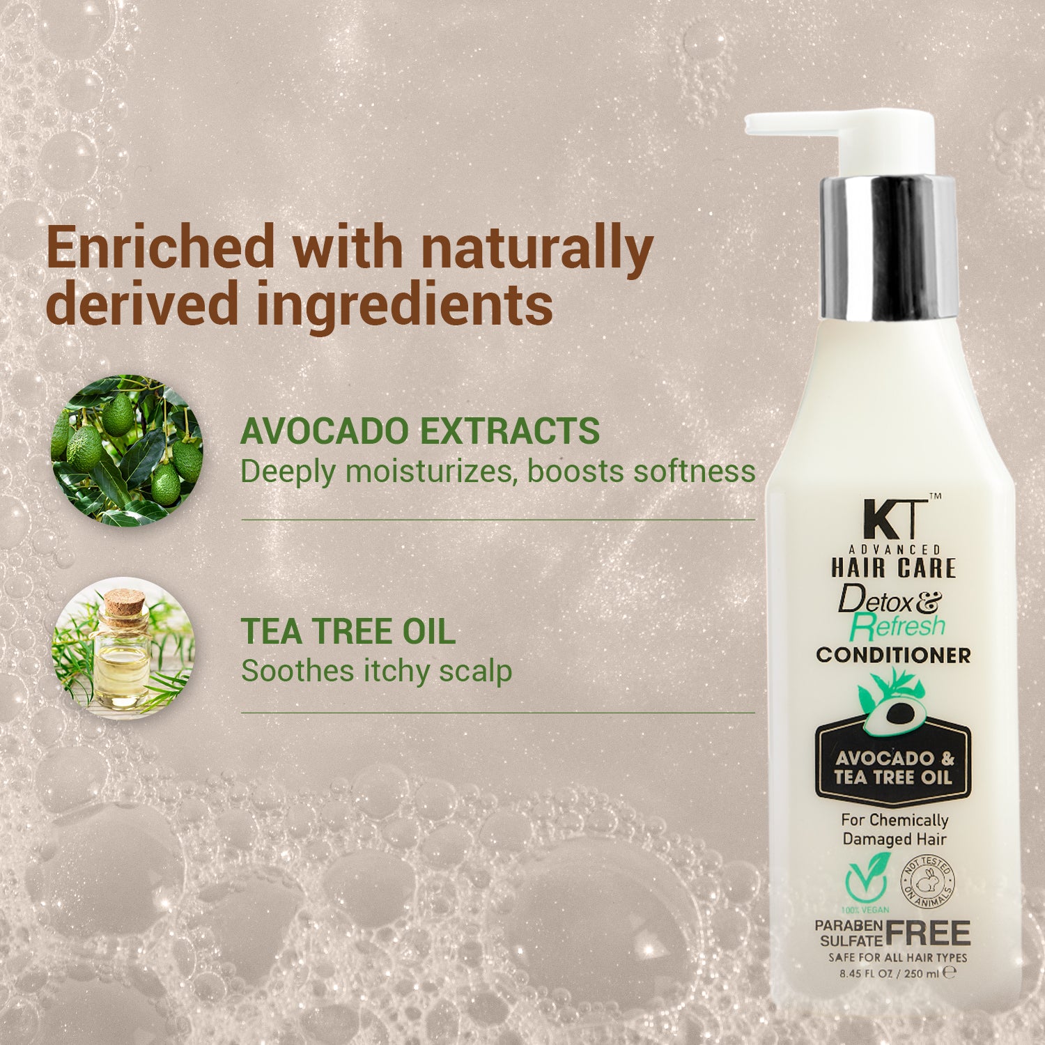 Detox & Refresh Conditioner | Infused with Avocado & Tea Tree Oil | Purifies Scalp & Controls Oil for Chemically Damaged Hair | Sulfate-Free, Paraben-Free | 250ml