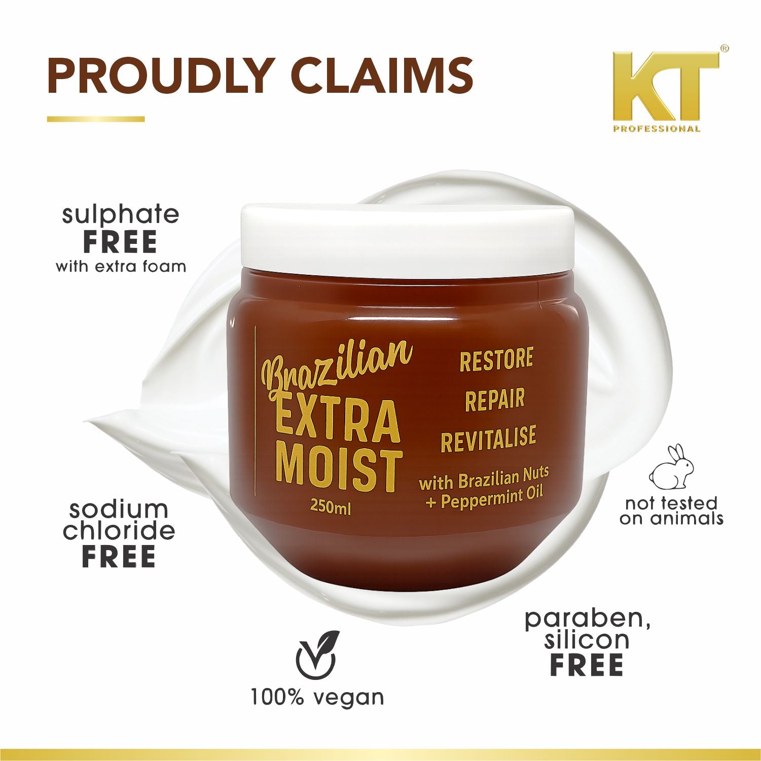 Brazilian Extra Moist Hair Masque | Enriched with Brazilian Nut & Peppermint Oil | Restores & Revitalizes Dry, Damaged Hair | Sulfate-Free, Paraben-Free | 250ml