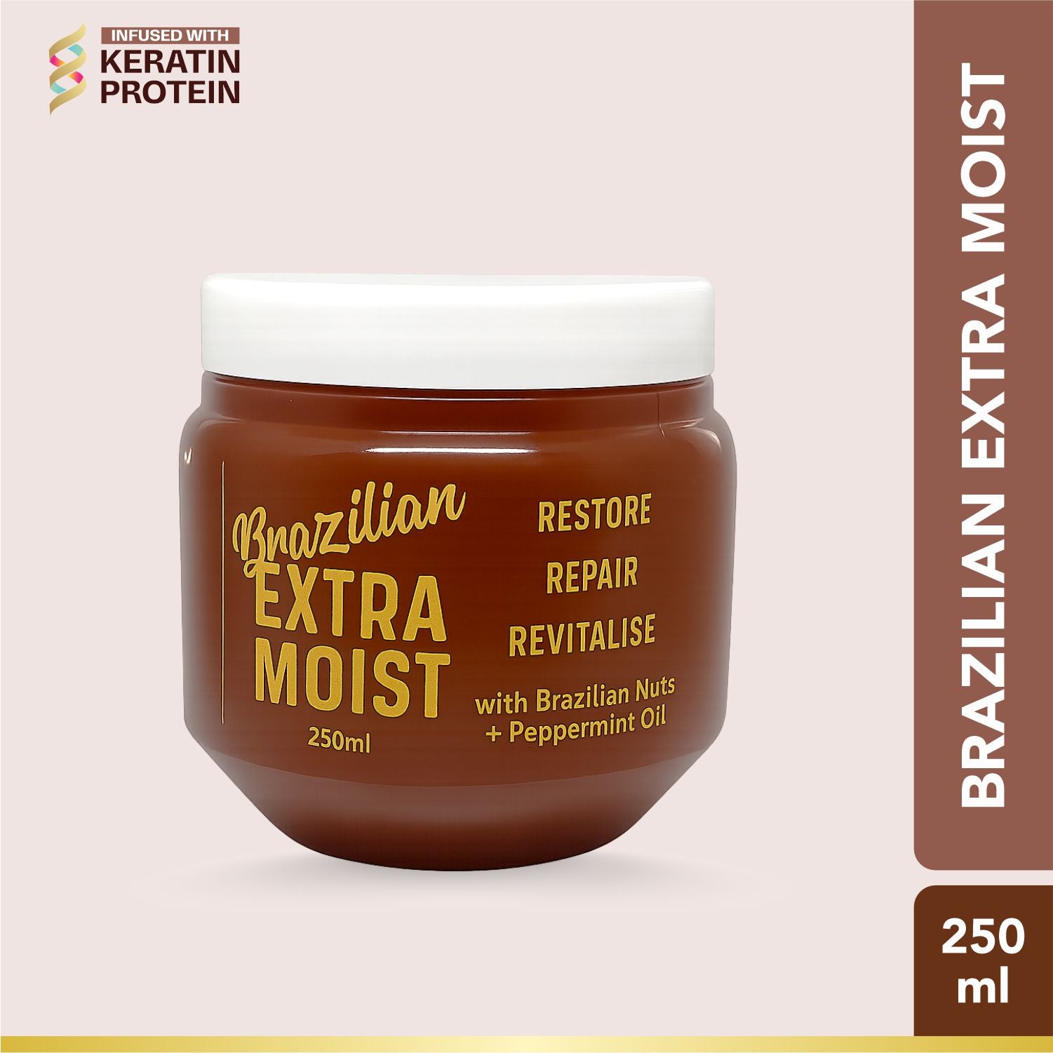 Brazilian Extra Moist Hair Masque | Enriched with Brazilian Nut & Peppermint Oil | Restores & Revitalizes Dry, Damaged Hair | Sulfate-Free, Paraben-Free | 250ml