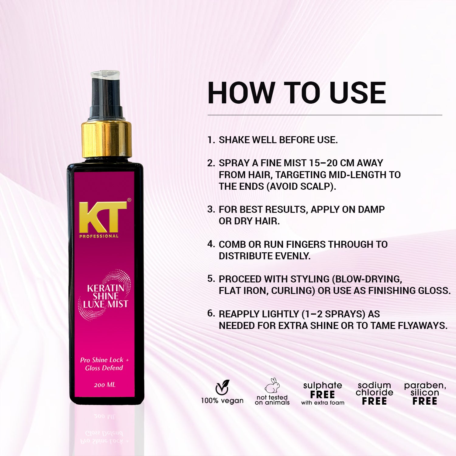 Keratin Shine Luxe Mist | Keratin + Argan & Almond Oil | Shine Lock & UV Protect | 200ml
