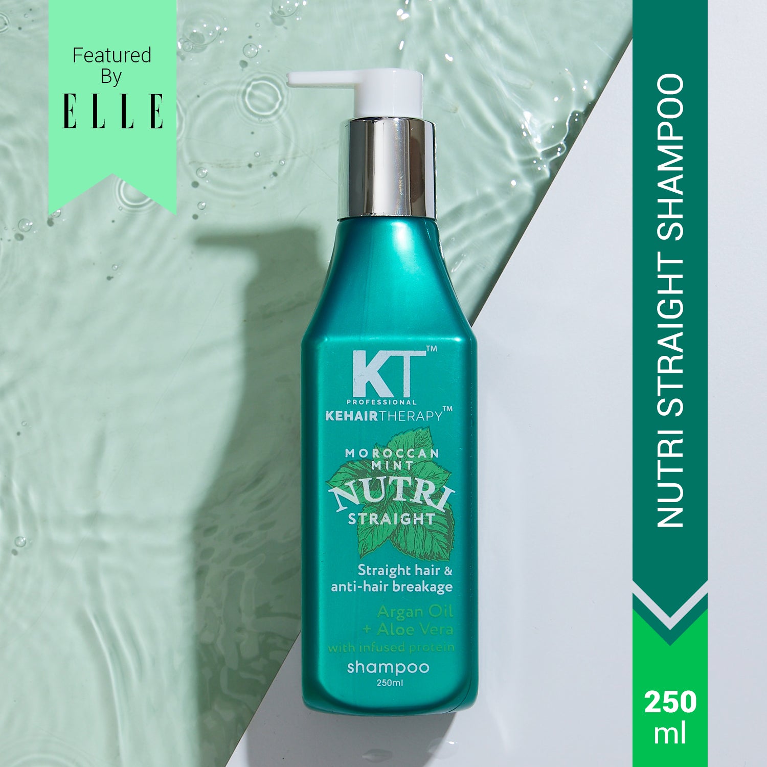 Moroccan Mint Nutri Straight Shampoo | Infused with Argan Oil & Aloe Vera | Straight Hair & Anti-Hair Breakage | Sulfate-Free, Paraben-Free | 250ml