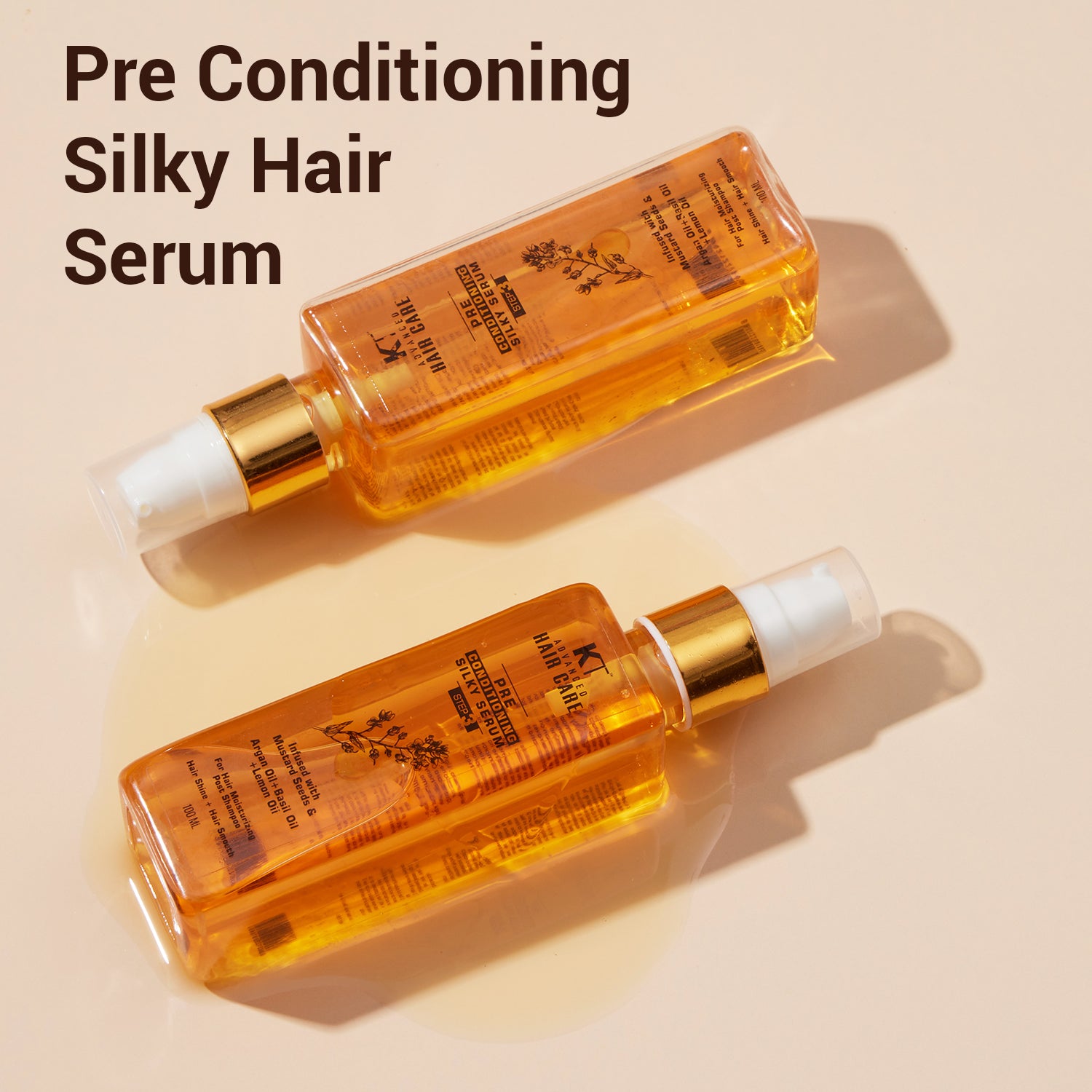 Pre Conditioning Silky Hair Serum | With Mustard, Argan, Lemon & Basil Oils for Frizz Control & Smooth, Silky Hair | Sulfate-Free, Paraben-Free | 100ml