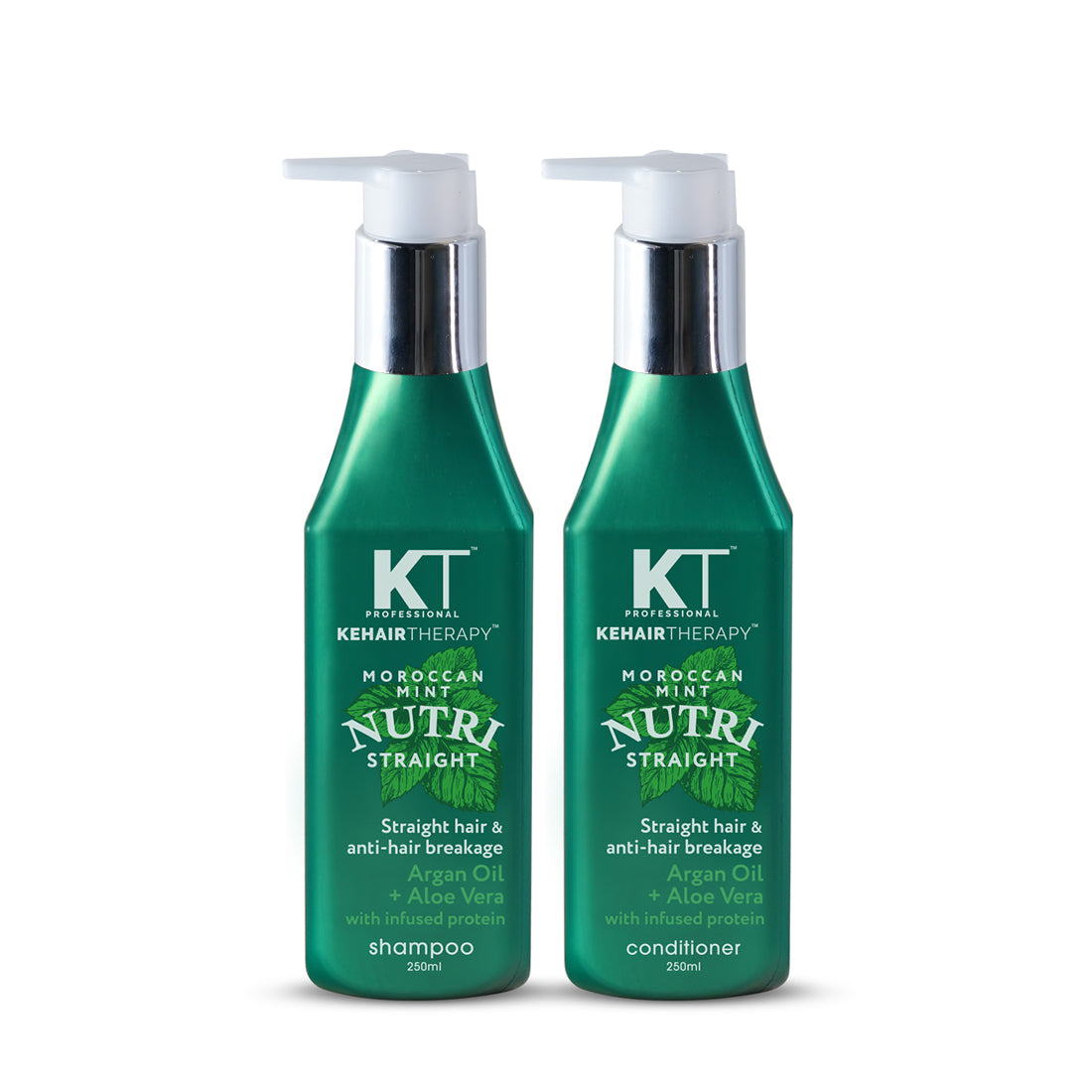Moroccan Mint Nutri Straight Shampoo &amp; Conditioner | Infused with Argan Oil &amp; Aloe Vera | Straight Hair &amp; Anti-Hair Breakage | Sulfate-Free, Paraben-Free | 250ml x 2