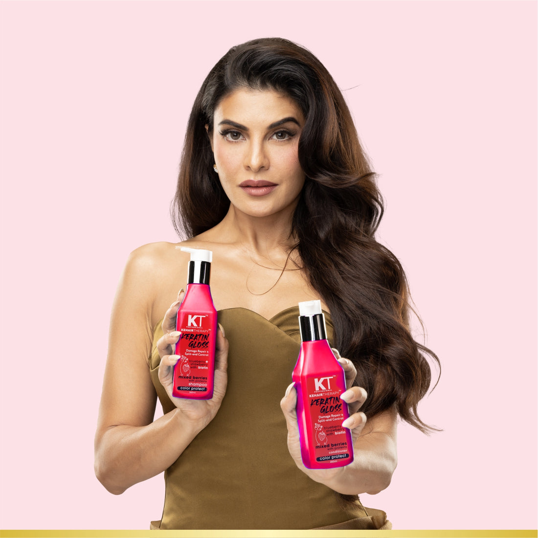 Keratin Gloss Shampoo &amp; Conditioner | With Blueberry, Strawberry &amp; Biotin | Damage Repair &amp; Split-End Control | Sulfate-Free, Paraben-Free | 250ml x 2