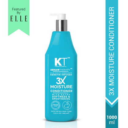 3X Moisture Conditioner | Keratin-Infused with Active Ingredients for Extra Softness &amp; Smoothness | Sulfate-Free, Paraben-Free | 1000ml