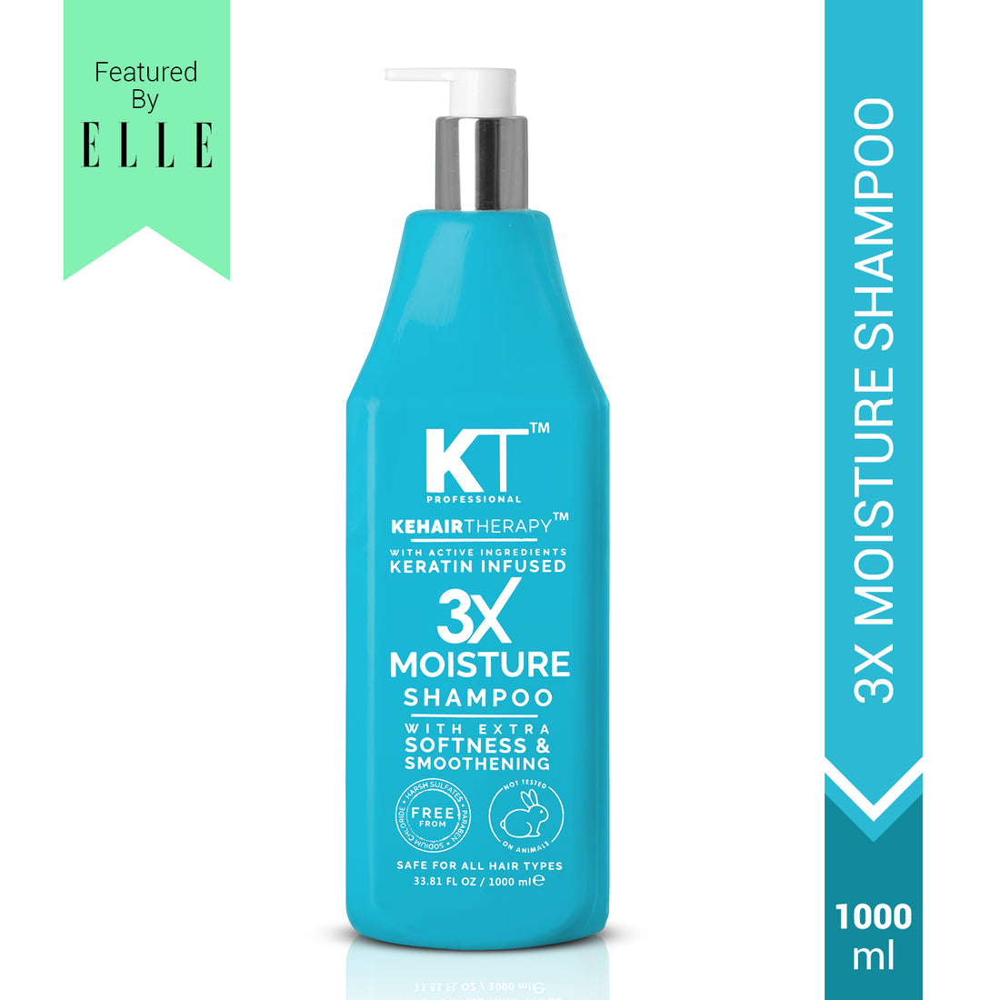 3X Moisture Shampoo | Keratin-Infused with Active Ingredients for Extra Softness &amp; Smoothness | Sulfate-Free, Paraben-Free | 1000ml