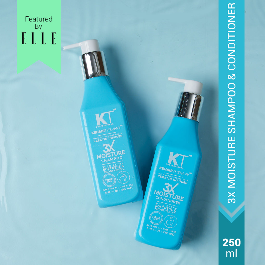 3X Moisture Shampoo &amp; Conditioner | Keratin-Infused with Active Ingredients for Extra Softness &amp; Smoothness | Sulfate-Free, Paraben-Free | 250ml x 2