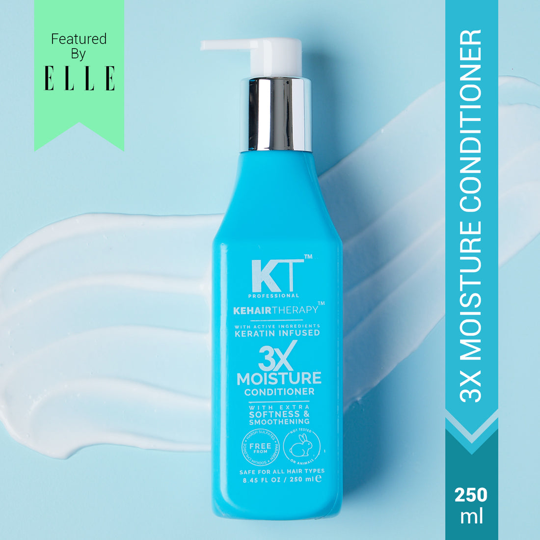3X Moisture Conditioner | Keratin-Infused with Active Ingredients for Extra Softness &amp; Smoothness | Sulfate-Free, Paraben-Free | 250ml