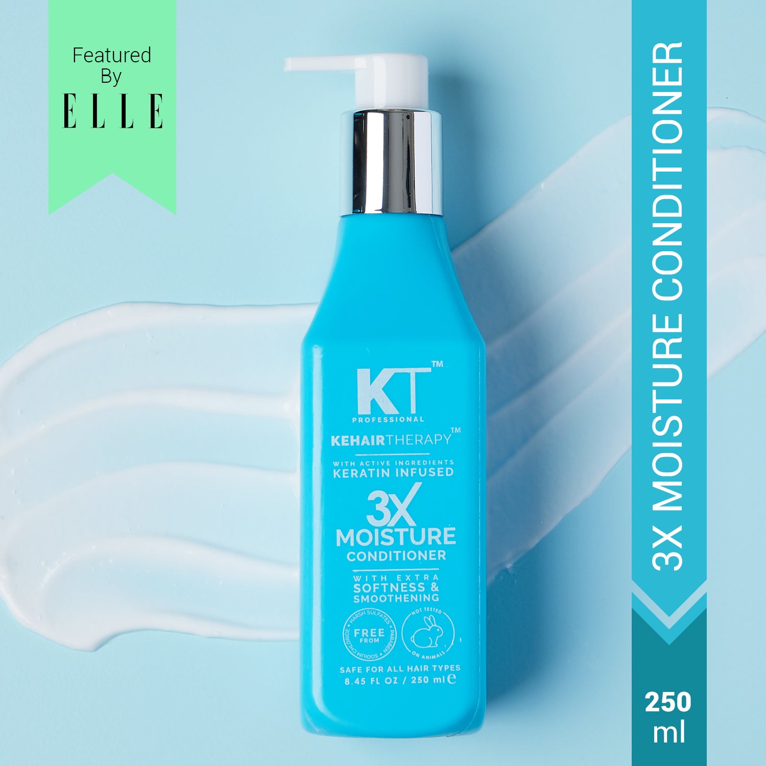 3X Moisture Conditioner | Keratin-Infused with Active Ingredients for Extra Softness &amp; Smoothness | Sulfate-Free, Paraben-Free | 250ml