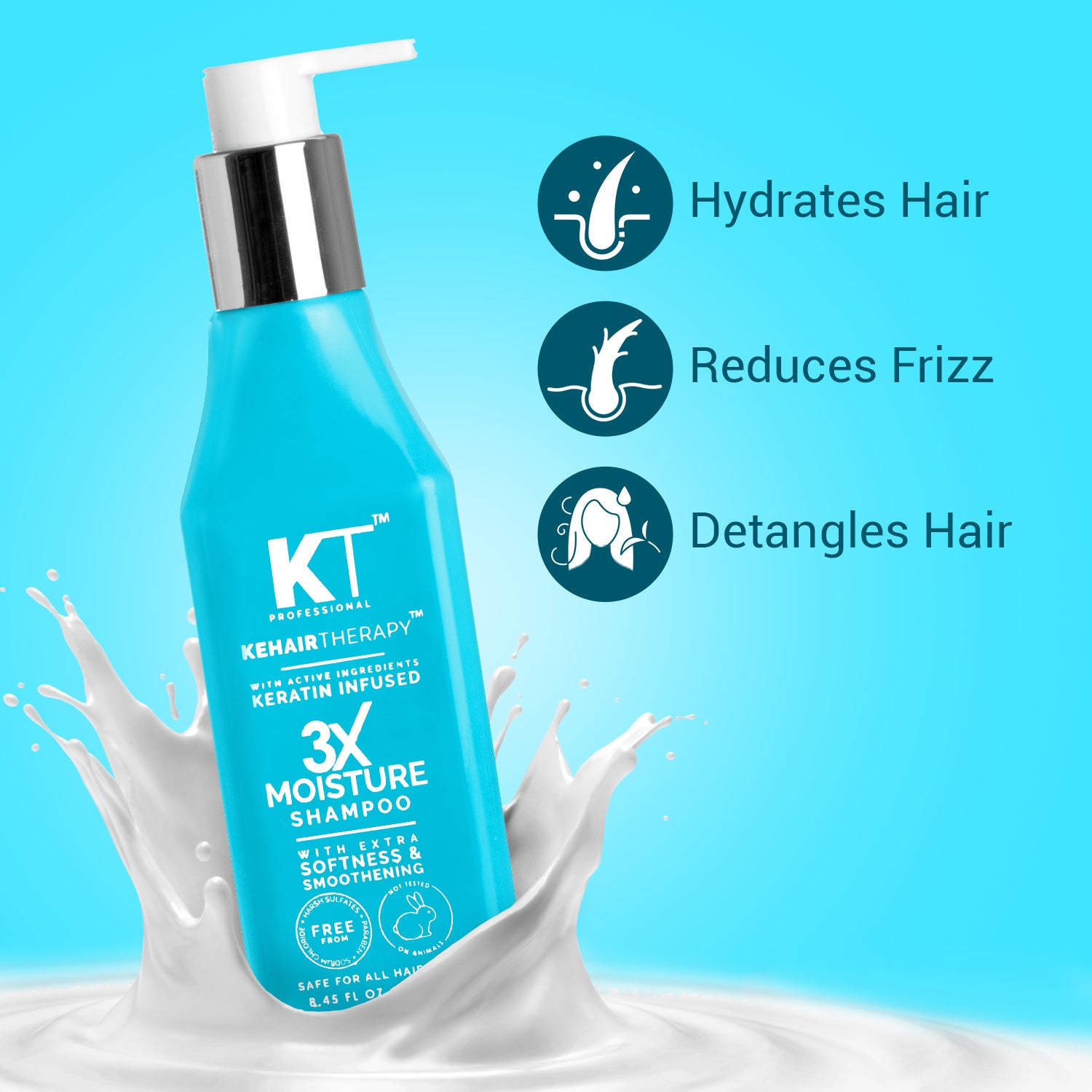3X Moisture Shampoo | Keratin-Infused with Active Ingredients for Extra Softness &amp; Smoothness | Sulfate-Free, Paraben-Free | 250ml