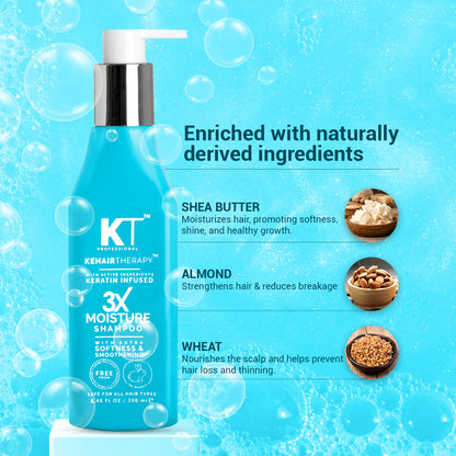 3X Moisture Shampoo | Keratin-Infused with Active Ingredients for Extra Softness &amp; Smoothness | Sulfate-Free, Paraben-Free | 250ml