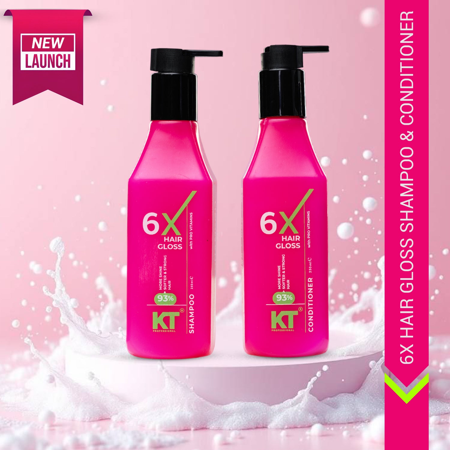6X Hair Gloss Shampoo &amp; Conditioner | 93% More Shine | Pro-Vitamin Enriched | Sulfate-Free, Paraben-Free | 250ml