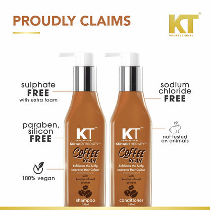 Coffee Bean Shampoo &amp; Conditioner | Keratin &amp; Protein Infused | Scalp Exfoliation &amp; Enhanced Hair Color | Anti-Hair Fall | Sulfate-Free, Paraben-Free | 250ml x 2