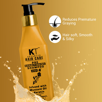Advanced Hair Care Pre-Conditioning Shampoo | Mustard Oil &amp; Keratin Infused | Promotes Hair Growth &amp; Deep Nourishment | Sulfate-Free, Paraben-Free | 250ml