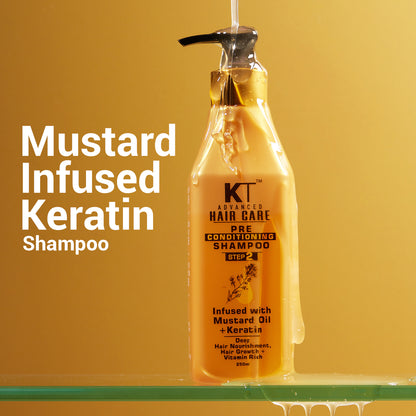 Advanced Hair Care Pre-Conditioning Shampoo | Mustard Oil &amp; Keratin Infused | Promotes Hair Growth &amp; Deep Nourishment | Sulfate-Free, Paraben-Free | 250ml
