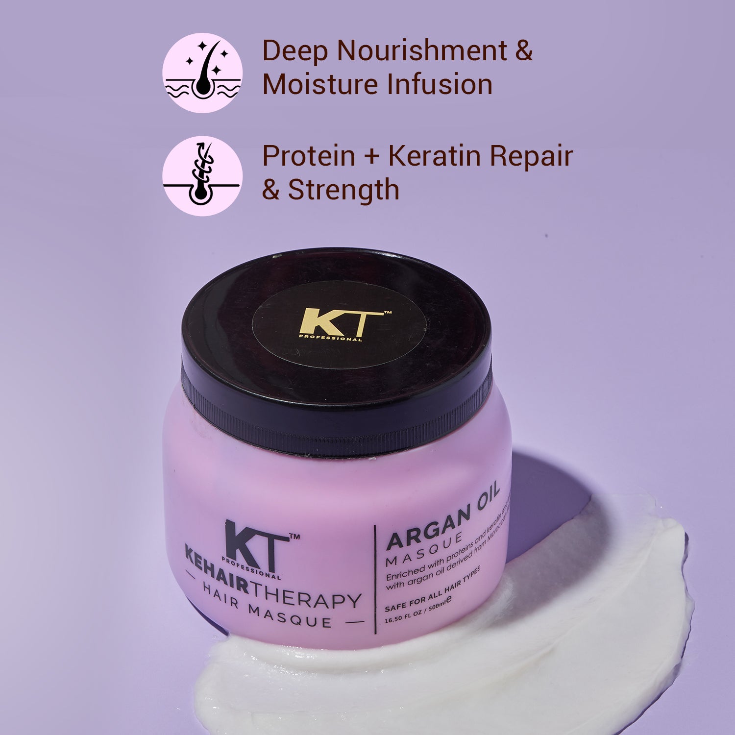 Argan Oil Hair Masque | Enriched with Proteins and Keratin | Deep Nourishment &amp; Hydration for Dry, Damaged Hair | Sulfate-Free, Paraben-Free | 500ml