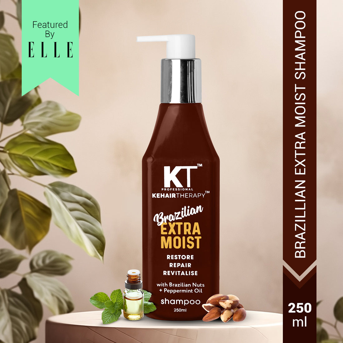 Brazilian Extra Moist Shampoo | Enriched with Brazilian Nut & Peppermint Oil | Restores & Revitalizes Dry, Damaged Hair | Sulfate-Free, Paraben-Free | 250ml