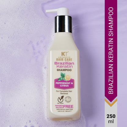 Brazilian Keratin Shampoo | Peppermint &amp; Citrus | Restores, Repairs &amp; Revitalizes Hair | Sulfate-Free, Paraben-Free | 250ml