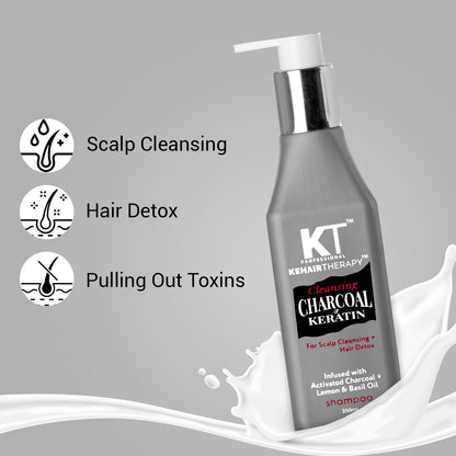 Charcoal &amp; Keratin Shampoo | Infused with Activated Charcoal, Lemon &amp; Basil Oil | Scalp Cleansing &amp; Hair Detox | Sulfate-Free, Paraben-Free | 250ml