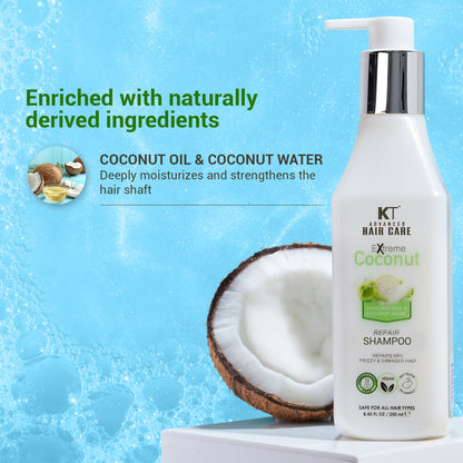 Extreme Coconut Repair Shampoo | Infused with Coconut Milk &amp; Water | Deep Repair &amp; Hydration for Dry, Frizzy &amp; Damaged Hair | Sulfate-Free, Paraben-Free | 250ml