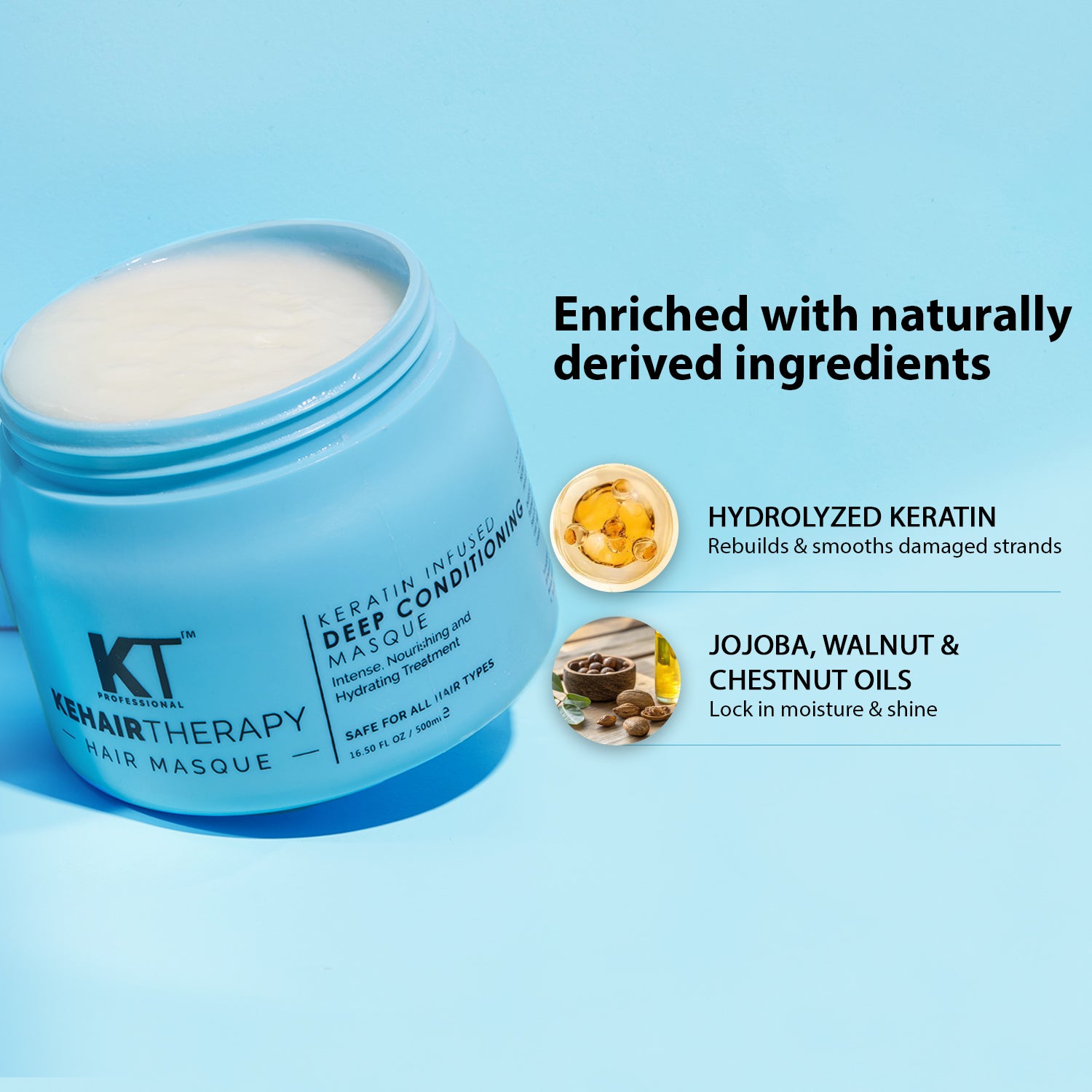 Keratin Infused Deep Conditioning Hair Masque | Intense Nourishment &amp; Hydration Treatment | Sulfate-Free, Paraben-Free | 500ml