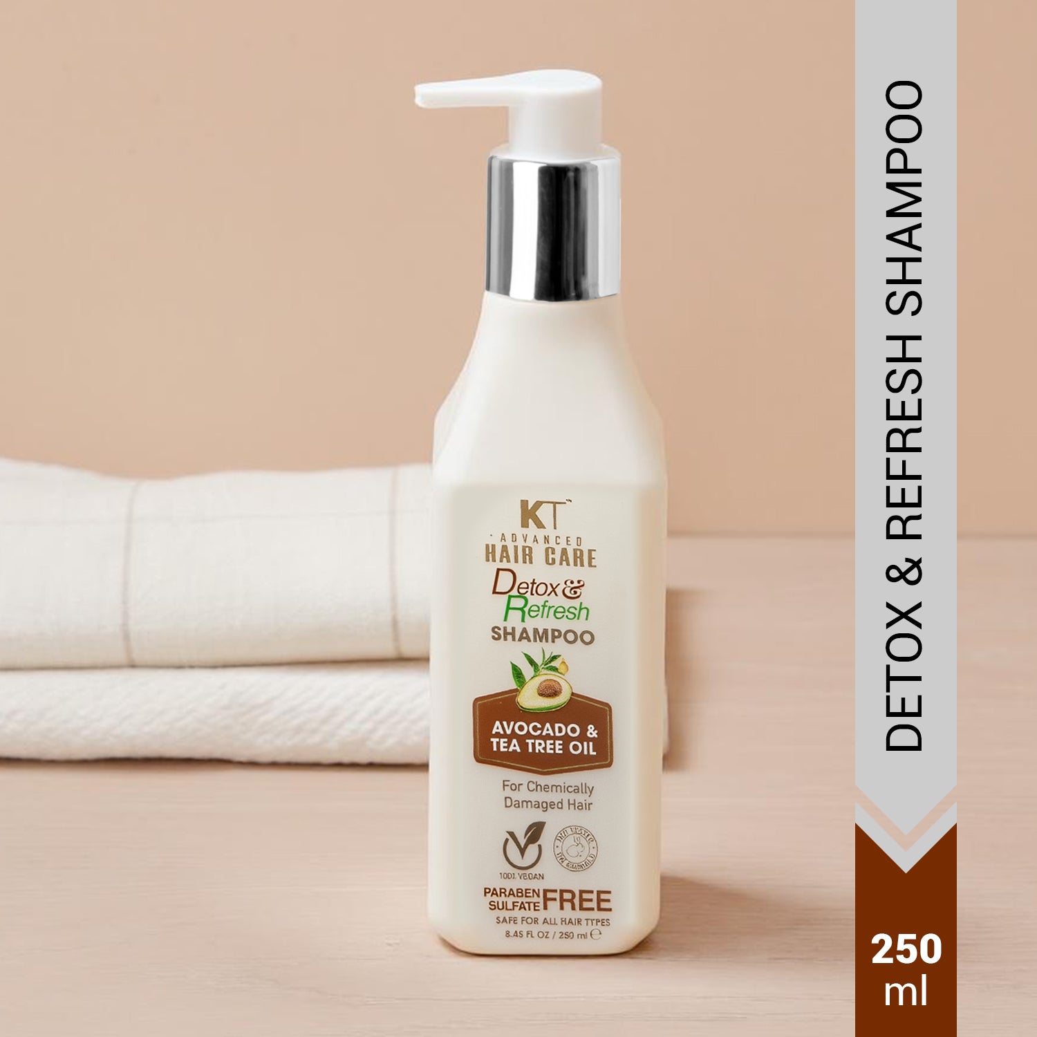 Detox &amp; Refresh Shampoo | Infused with Avocado &amp; Tea Tree Oil | Purifies Scalp &amp; Controls Oil | For Chemically Damaged Hair | Sulfate-Free, Paraben-Free | 250ml