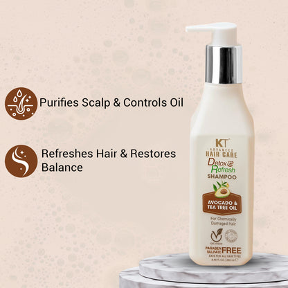 Detox &amp; Refresh Shampoo | Infused with Avocado &amp; Tea Tree Oil | Purifies Scalp &amp; Controls Oil | For Chemically Damaged Hair | Sulfate-Free, Paraben-Free | 250ml