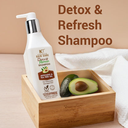 Detox &amp; Refresh Shampoo | Infused with Avocado &amp; Tea Tree Oil | Purifies Scalp &amp; Controls Oil | For Chemically Damaged Hair | Sulfate-Free, Paraben-Free | 250ml