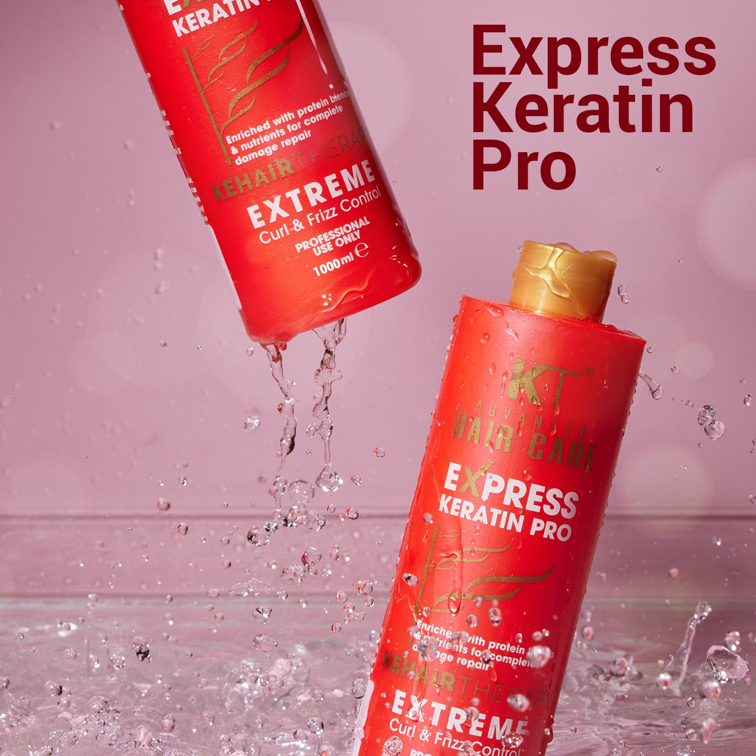 Express Keratin Pro Treatment | Protein-Enriched Formula for Damage Repair, Curl &amp; Frizz Control | Sulfate-Free, Paraben-Free | 1000ml | 120ml
