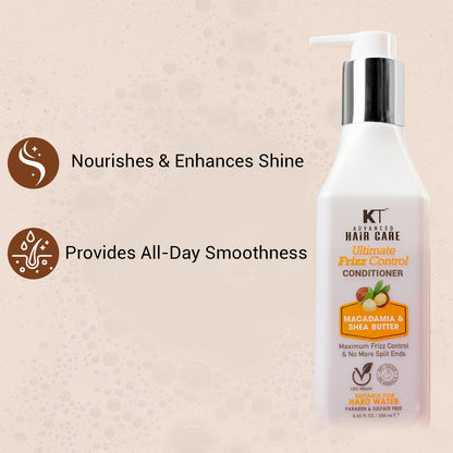 Ultimate Frizz Control Conditioner | Infused with Macadamia &amp; Shea Butter | Controls Frizz &amp; Repairs Split Ends | Sulfate-Free, Paraben-Free | 250ml