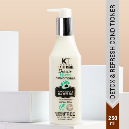 Detox &amp; Refresh Conditioner | Infused with Avocado &amp; Tea Tree Oil | Purifies Scalp &amp; Controls Oil for Chemically Damaged Hair | Sulfate-Free, Paraben-Free | 250ml