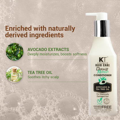 Detox &amp; Refresh Conditioner | Infused with Avocado &amp; Tea Tree Oil | Purifies Scalp &amp; Controls Oil for Chemically Damaged Hair | Sulfate-Free, Paraben-Free | 250ml