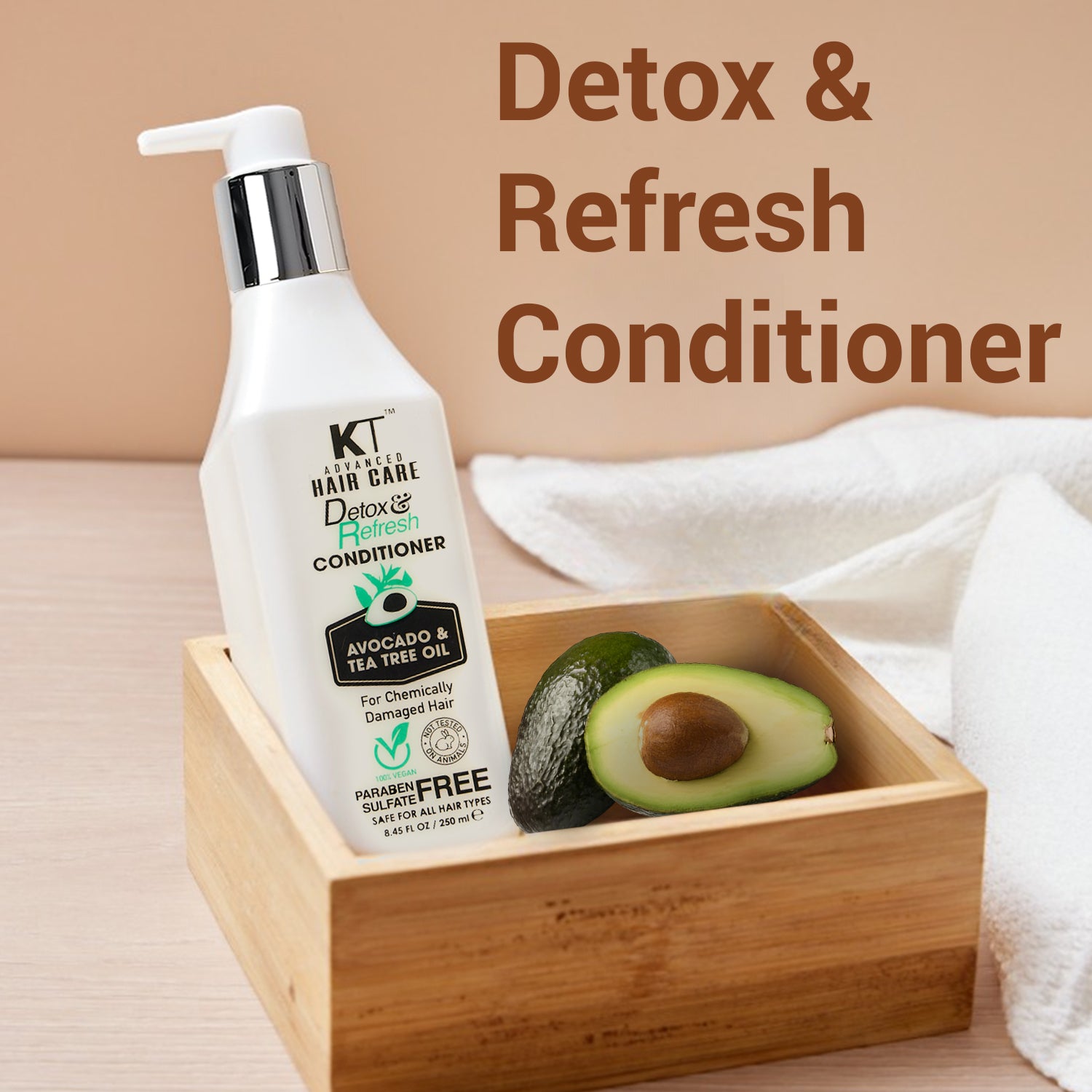 Detox &amp; Refresh Conditioner | Infused with Avocado &amp; Tea Tree Oil | Purifies Scalp &amp; Controls Oil for Chemically Damaged Hair | Sulfate-Free, Paraben-Free | 250ml