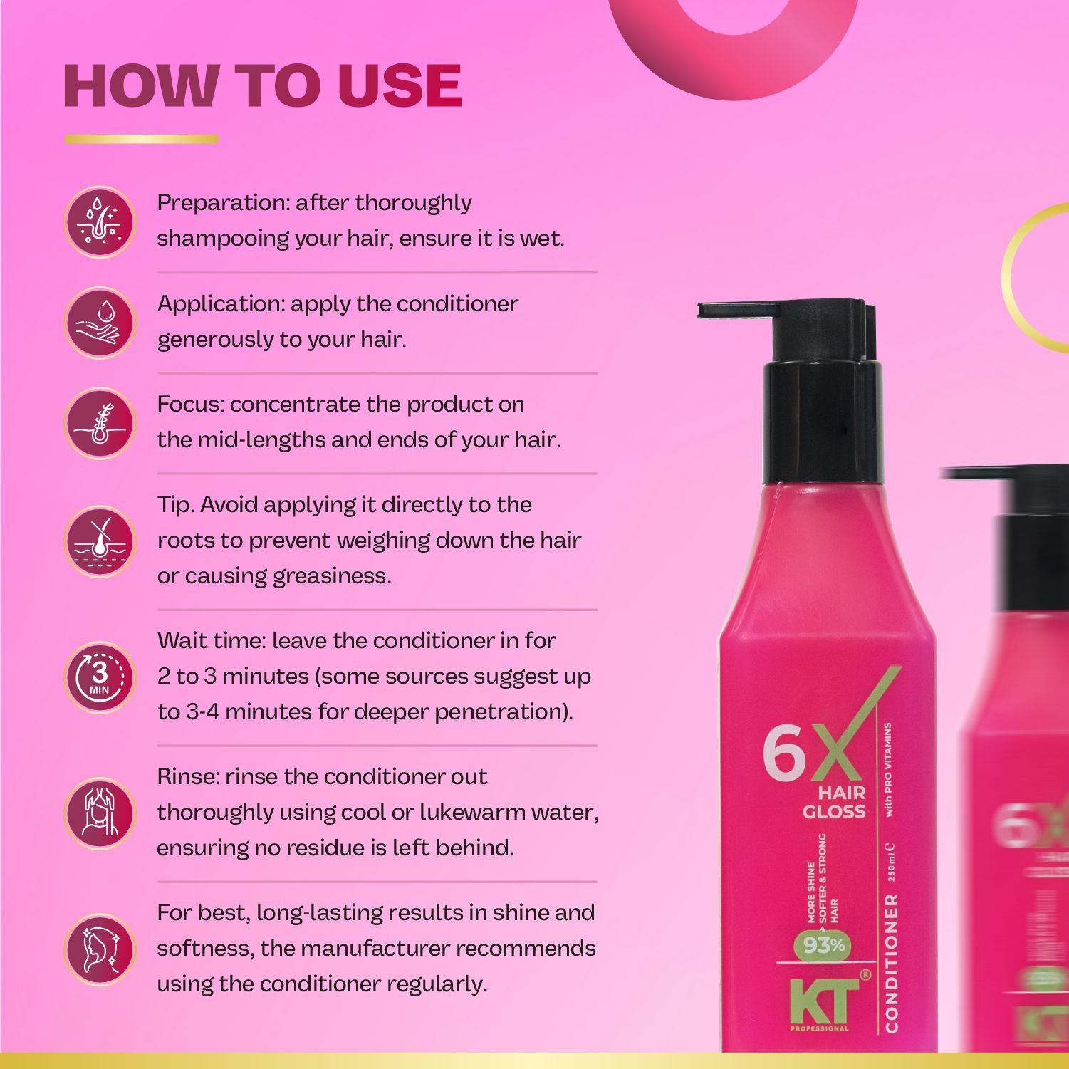 6X Hair Gloss Conditioner | Intense Shine &amp; Smoothness | Pro-Vitamin Formula | Sulfate-Free, Paraben-Free | 250ml