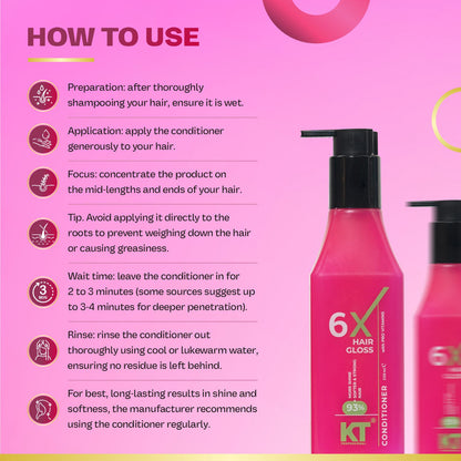 6X Hair Gloss Conditioner | Intense Shine &amp; Smoothness | Pro-Vitamin Formula | Sulfate-Free, Paraben-Free | 250ml
