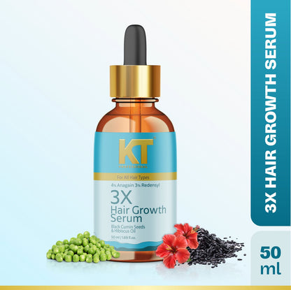 3X Hair Growth Serum | Infused with Black Cumin, Anagain, Hibiscus, Redensyl | Enhance Hair Growth, Strength &amp; Nourishment | Sulfate-Free, Paraben-Free | 50ml