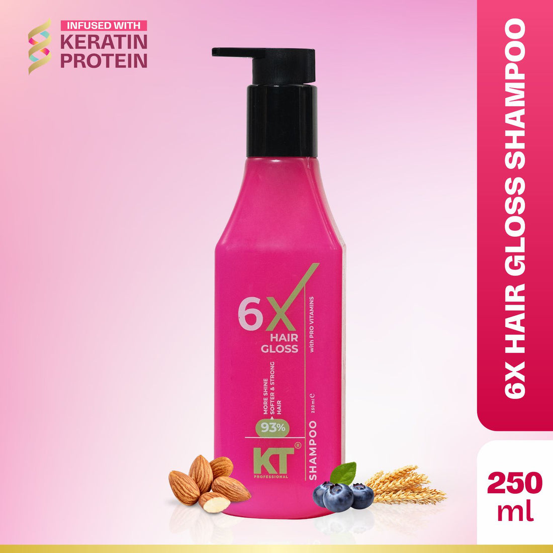 6X Hair Gloss Shampoo | 93% More Shine | Pro-Vitamin Enriched | Sulfate-Free, Paraben-Free | 250ml