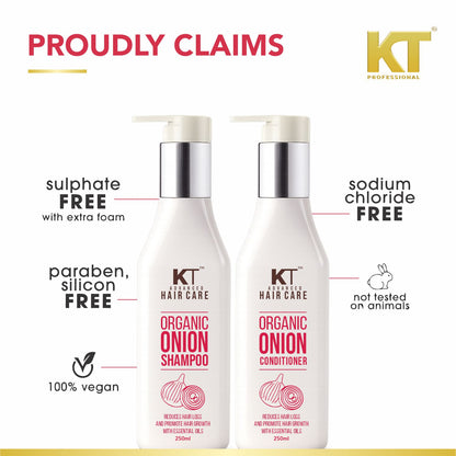 Organic Onion Shampoo &amp; Conditioner | Infused with Essential Oils &amp; Aloe Vera | Controls Hair Fall &amp; Strengthens Hair | Sulfate-Free, Paraben-Free | 250ml x 2