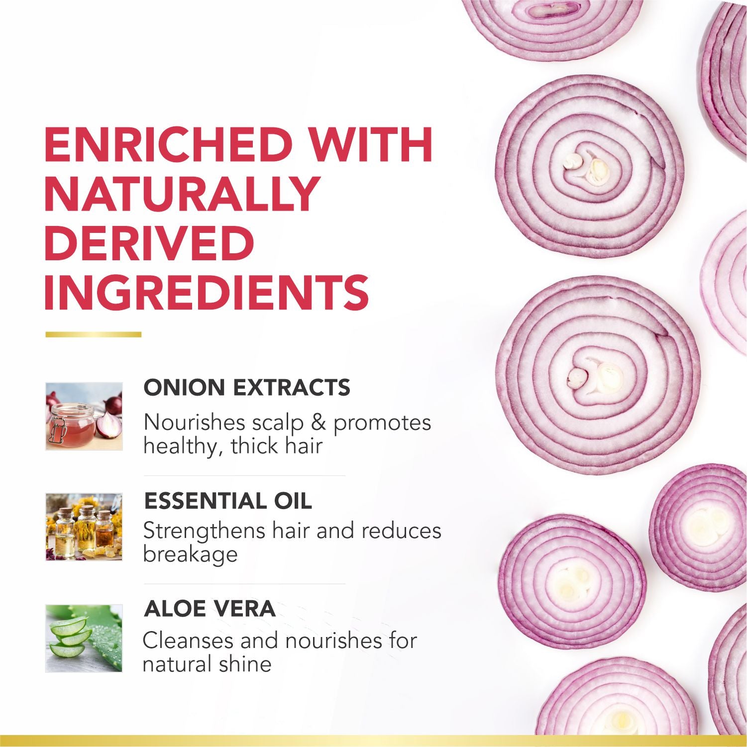 Organic Onion Shampoo &amp; Conditioner | Infused with Essential Oils &amp; Aloe Vera | Controls Hair Fall &amp; Strengthens Hair | Sulfate-Free, Paraben-Free | 250ml x 2