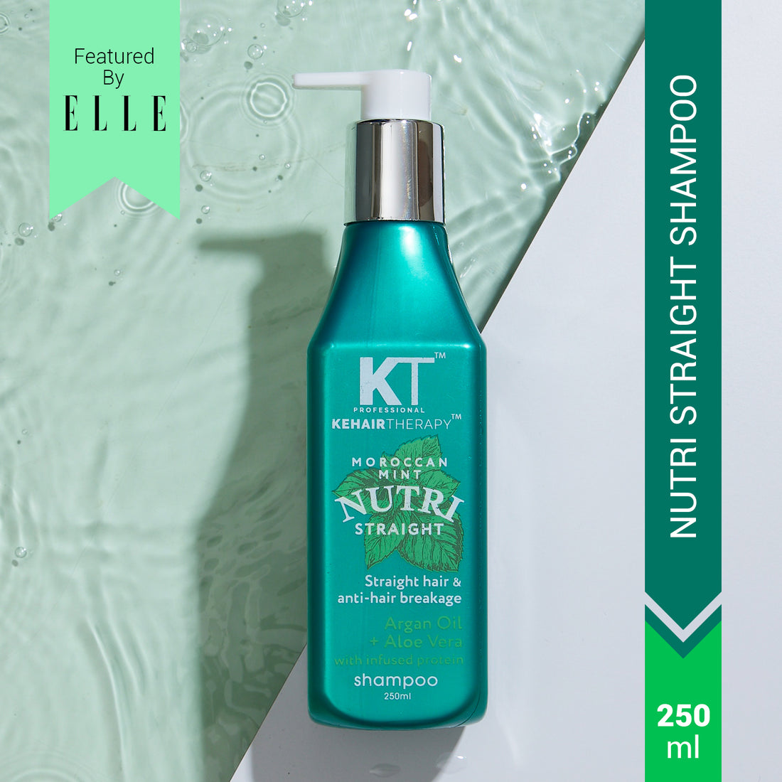 Moroccan Mint Nutri Straight Shampoo | Infused with Argan Oil &amp; Aloe Vera | Straight Hair &amp; Anti-Hair Breakage | Sulfate-Free, Paraben-Free | 250ml