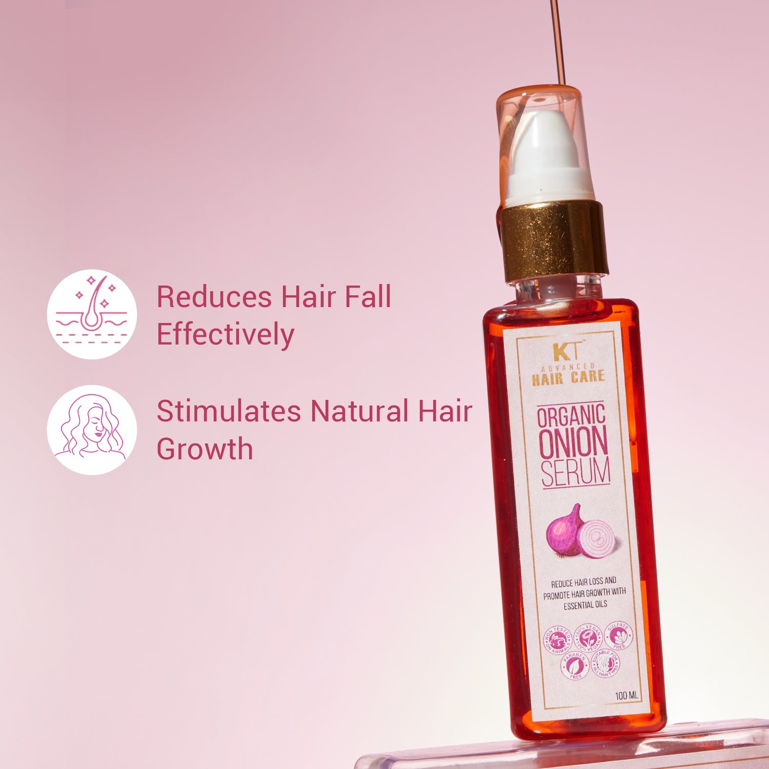 Organic Onion Hair Serum | Essential Oils for Hair Fall Control &amp; Enhanced Hair Growth | Sulfate-Free, Paraben-Free | 100ml