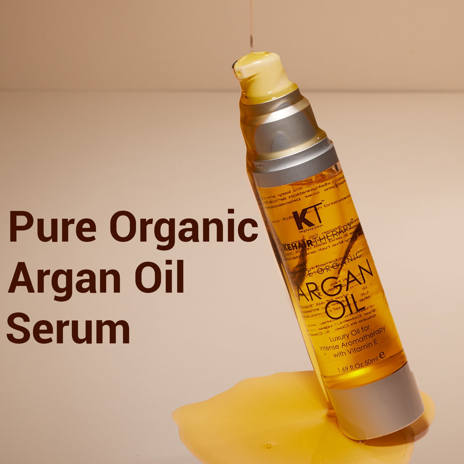 Pure Organic Argan Oil Hair Serum | With Vitamin E for Frizz Control &amp; Natural Shine | Aromatherapy Treatment | Sulfate-Free, Paraben-Free | 50ml | 100ml