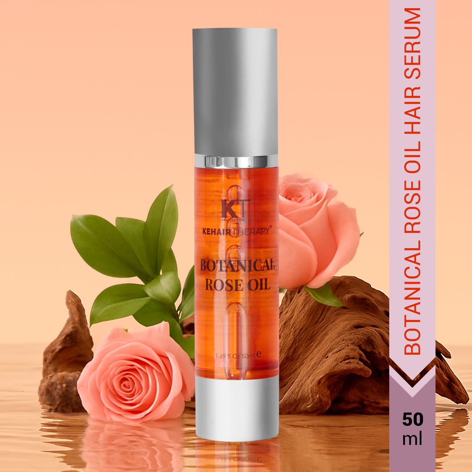 Botanical Rose Oil Hair Serum | For Soft, Silky Hair, Natural Shine &amp; Long-Lasting Hydration | Sulfate-Free, Paraben-Free | 50ml