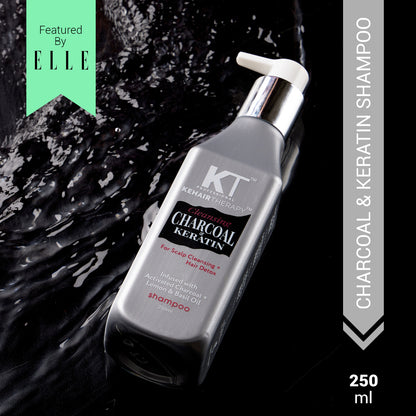 Charcoal &amp; Keratin Shampoo | Infused with Activated Charcoal, Lemon &amp; Basil Oil | Scalp Cleansing &amp; Hair Detox | Sulfate-Free, Paraben-Free | 250ml