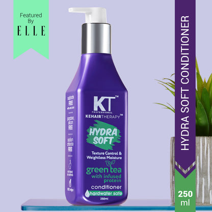 Hydra Soft Conditioner | Infused with Green Tea &amp; Proteins | Texture Control, Weightless Moisture &amp; Hard Water Protection | Sulfate-Free, Paraben-Free | 250ml